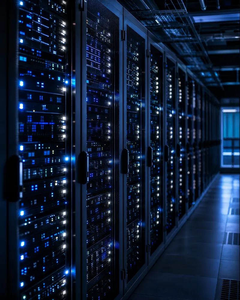Illuminated data center server racks